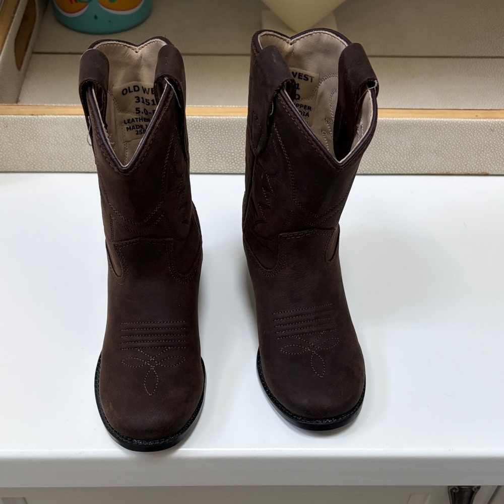 Old West Dark Brown kids Cowboy boots